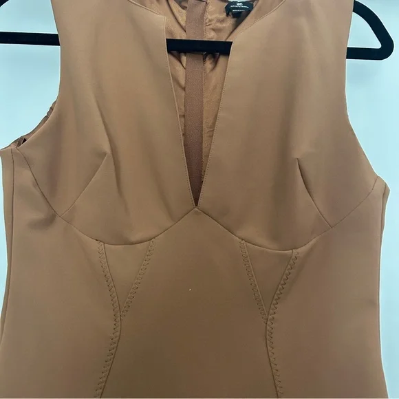 Elisabetta Franchi Abito Donna camel tan bodycon midi dress 40 EU or 6 usa - Picture 5 of 10
